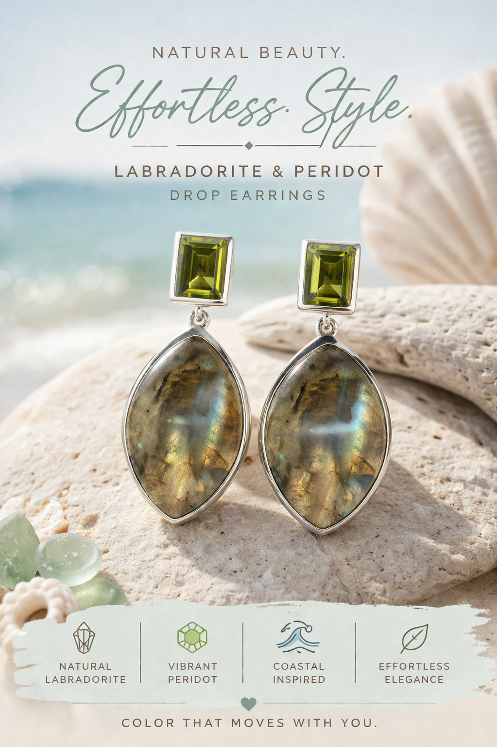 Mystic Glow Labradorite Drop Earrings-Sterling Silver Labradorite & Peridot Drop Earrings