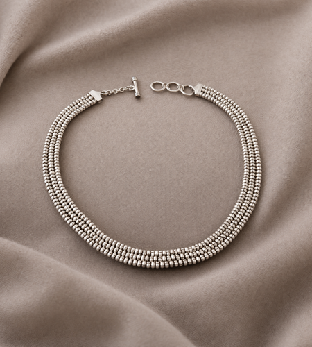 Pre-Owned Silpada Sterling Silver 3-Strand Popcorn Necklace - Retired Design