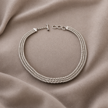 Pre-Owned Silpada Sterling Silver 3-Strand Popcorn Necklace - Retired Design