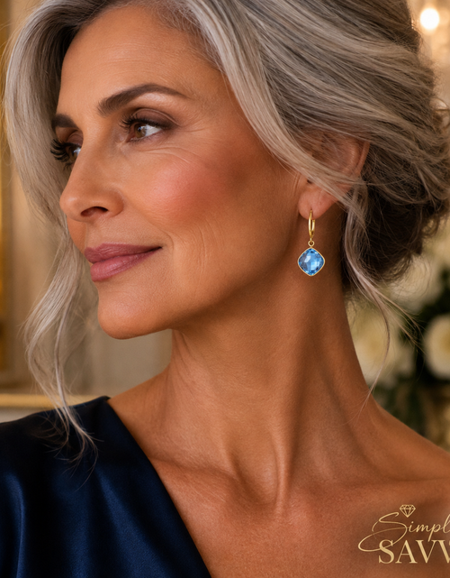 Load image into Gallery viewer, Drop Earrings with Blue Topaz Cushion Briolettes in 14k Yellow Gold
