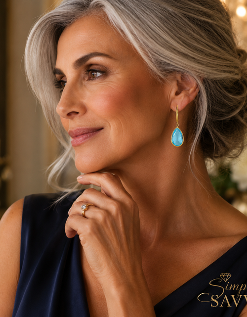 Load image into Gallery viewer, Drop Earrings with Pear-Shaped Blue Topaz Briolettes in 14k Yellow Gold
