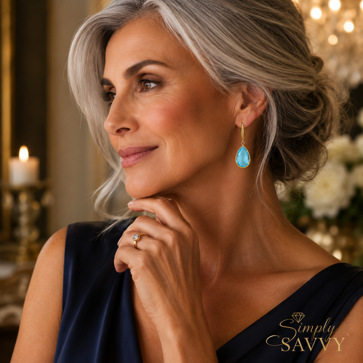 Drop Earrings with Pear-Shaped Blue Topaz Briolettes in 14k Yellow Gold