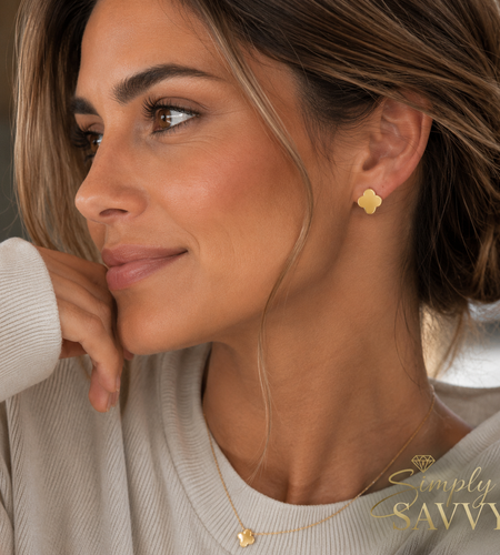 14K Yellow Gold Polished Clover Stud Earrings