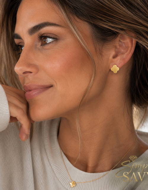 Load image into Gallery viewer, 14K Yellow Gold Polished Clover Stud Earrings
