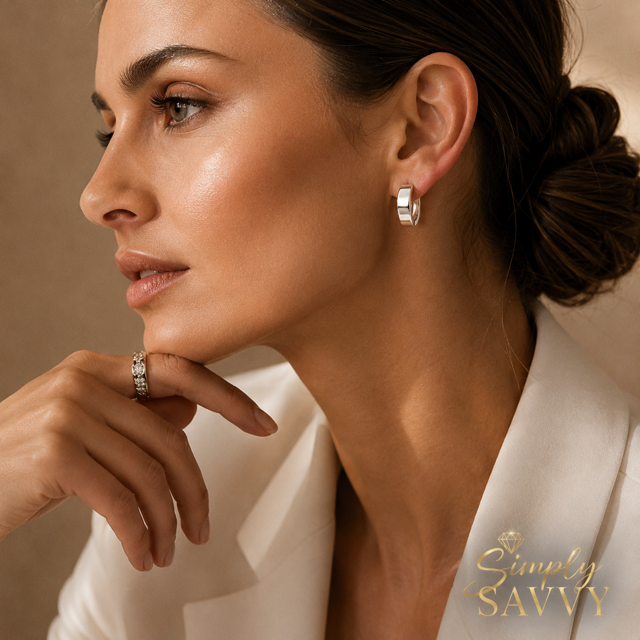 10k White Gold Snuggable Hoop Earrings