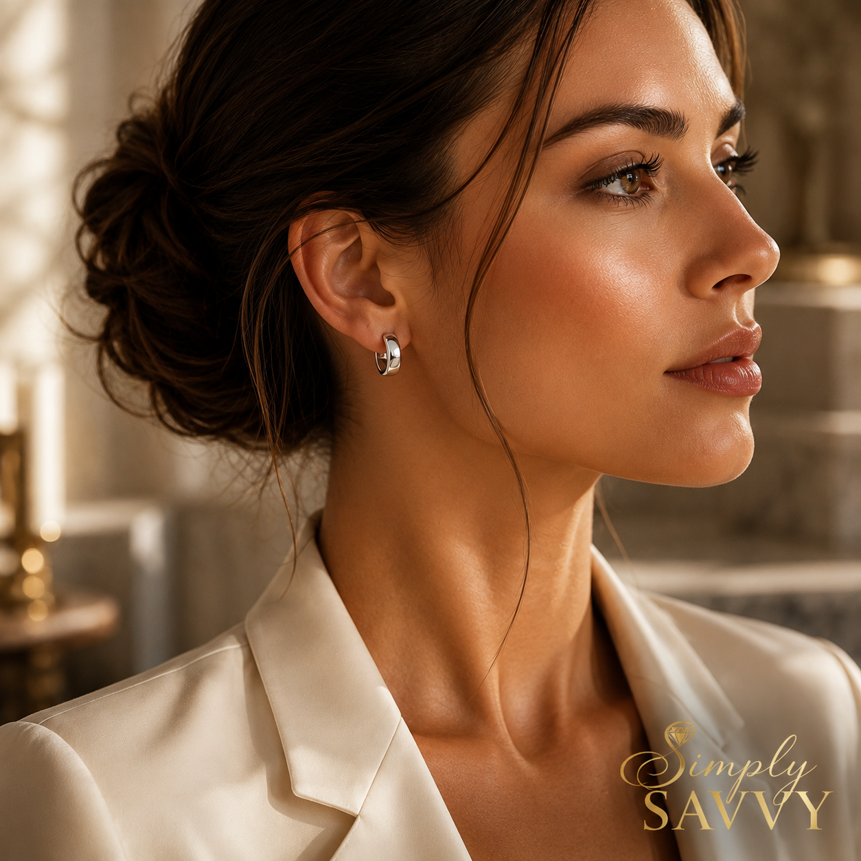 10k White Gold Snuggable Hoop Earrings