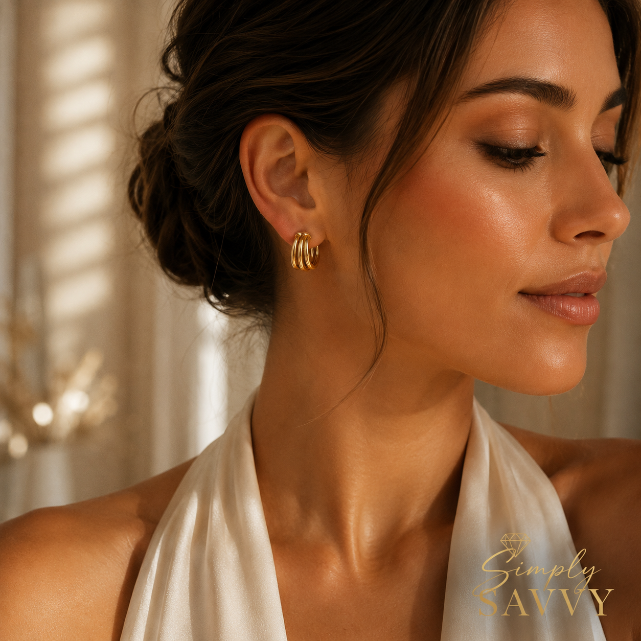 14K Yellow Gold Large Triple Row Hoop Earrings (15.00 mm)