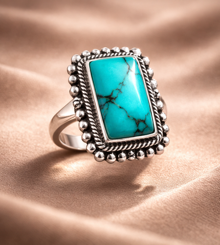 Simply Savvy Bali Artisan Sterling Silver Turquoise Ring – Handcrafted 925 Silver – Luxury Turquoise Statement Ring