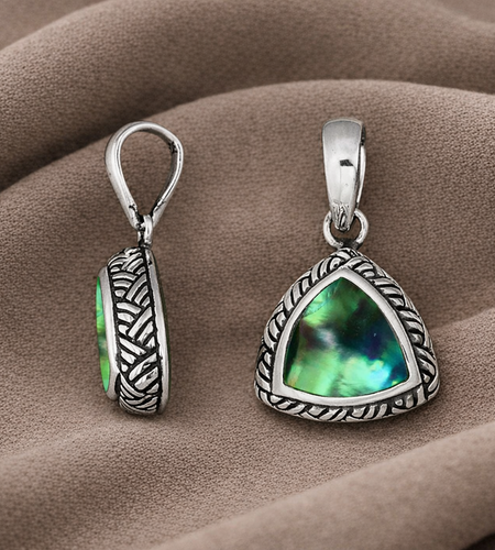 Bali Artisan Sterling Silver “Ocean Glow Abalone Pendant” – Handcrafted 925 Silver Luxury Ocean-Inspired Necklace Pendant