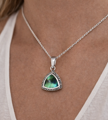 Bali Artisan Sterling Silver “Ocean Glow Abalone Pendant” – Handcrafted 925 Silver Luxury Ocean-Inspired Necklace Pendant