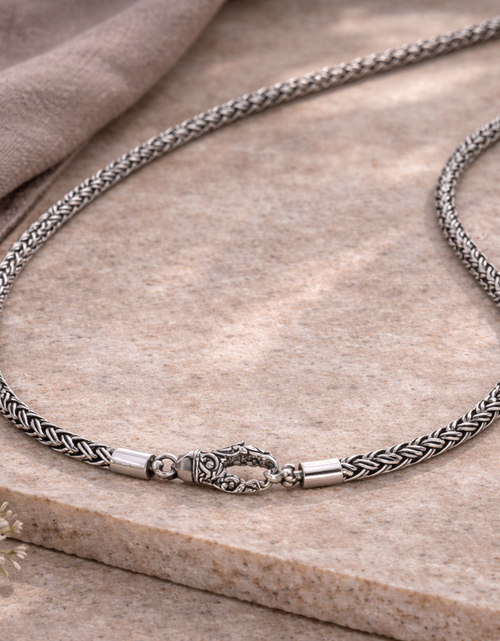 Load image into Gallery viewer, Simply Savvy Bali Handcrafted 925 Sterling Silver Wheat Chain Necklace – Oxidized Artisan Lobster Clasp
