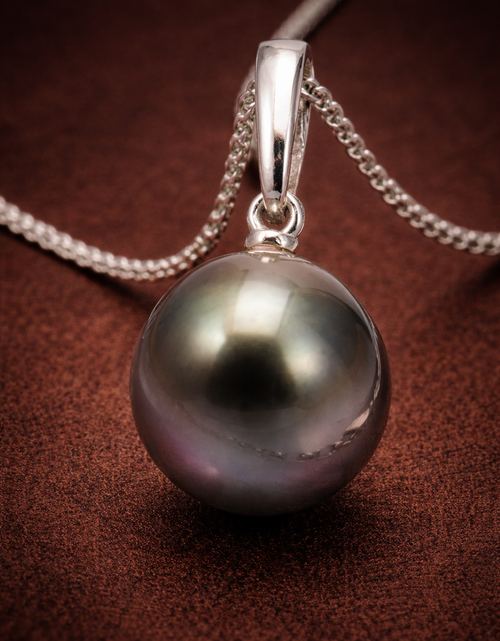 Load image into Gallery viewer, 11.5mm Peacock Tahitian Pearl Pendant Necklace – 14K White Gold | French Polynesia

