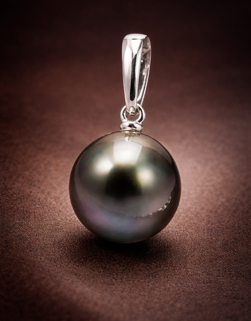 Load image into Gallery viewer, 11.5mm Peacock Tahitian Pearl Pendant Necklace – 14K White Gold | French Polynesia
