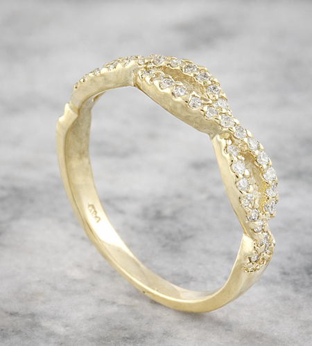 Simply Savvy “Golden Infinity Diamond Ring”- 0.35 CTW Diamond Ring in 14K Yellow Gold