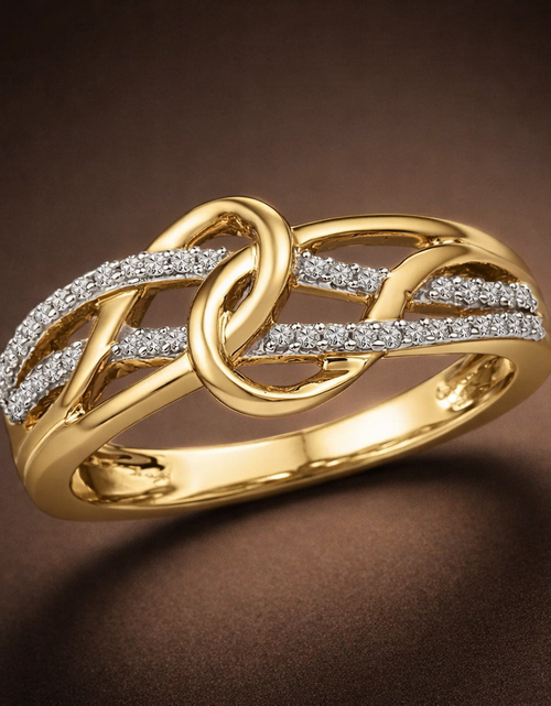Load image into Gallery viewer, Golden Infinity Diamond Ring -10K Yellow Gold Diamond Infinity Knot Ring
