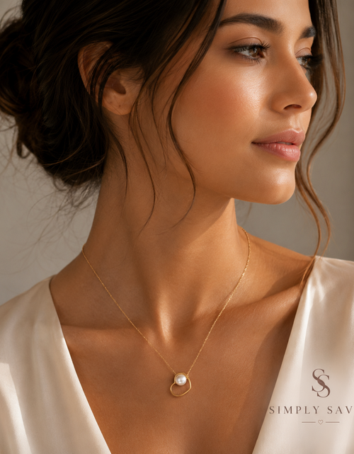 Load image into Gallery viewer, 14K Yellow Gold Open Heart Freshwater Pearl Necklace – Adjustable 16 to 18 Inch
