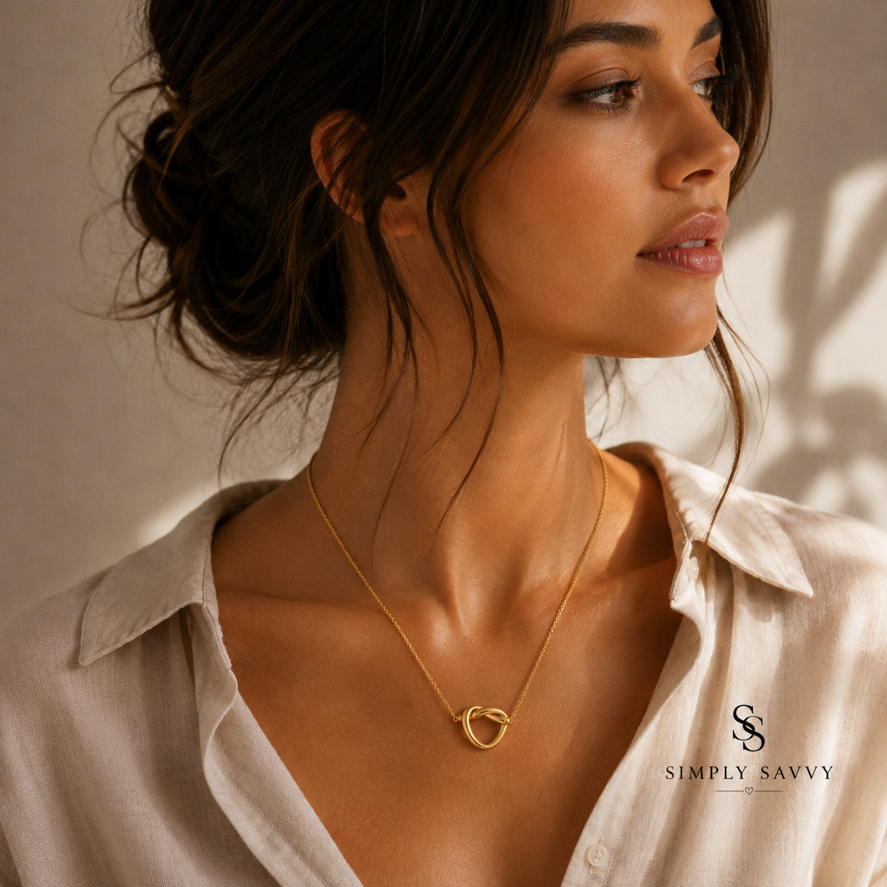 14K Yellow Gold Love Knot Necklace 18 Inch + 2 Inch Extender