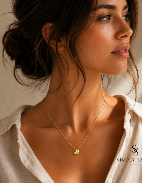 Load image into Gallery viewer, 14K Yellow Gold Puffed Mini Heart Pendant Necklace 18 Inch
