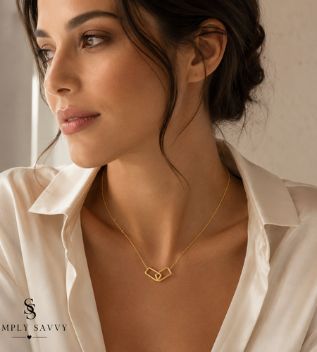 14K Yellow Gold Interlocking Rectangle Necklace