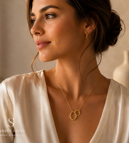14K Yellow Gold Interlocking Double Circle Necklace
