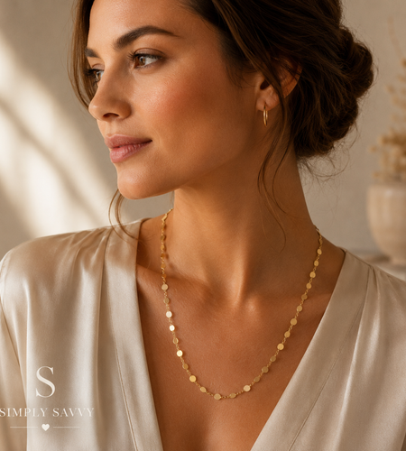 14K Yellow Gold Polished Circle Station Necklace