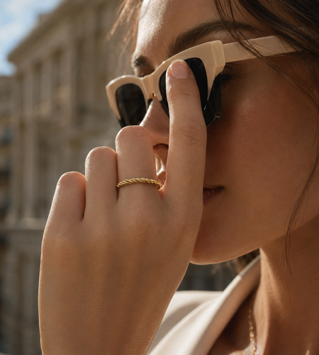 14K Yellow Gold Twisted Stackable Ring