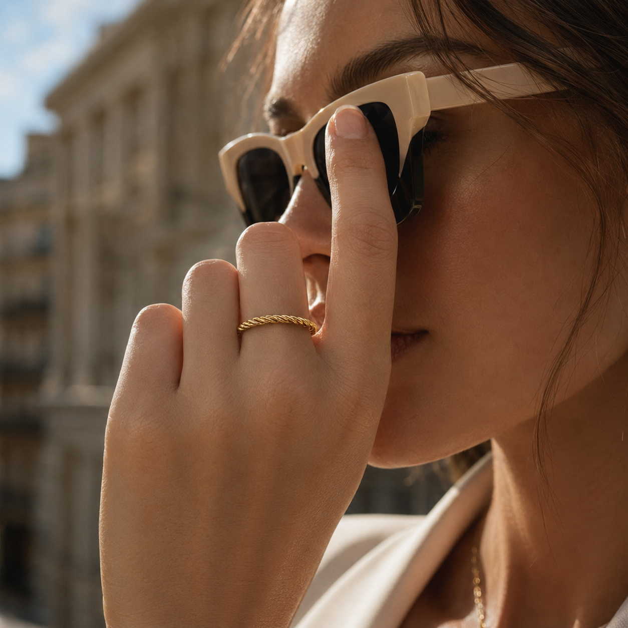 14K Yellow Gold Twisted Stackable Ring