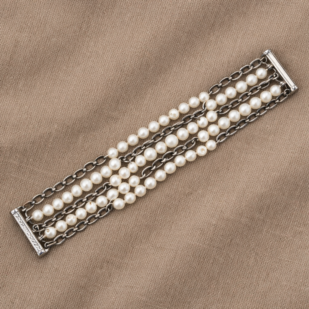 Pre-Owned Silpada 5-Strand Pearl Sterling Silver Bracelet - Retired Design