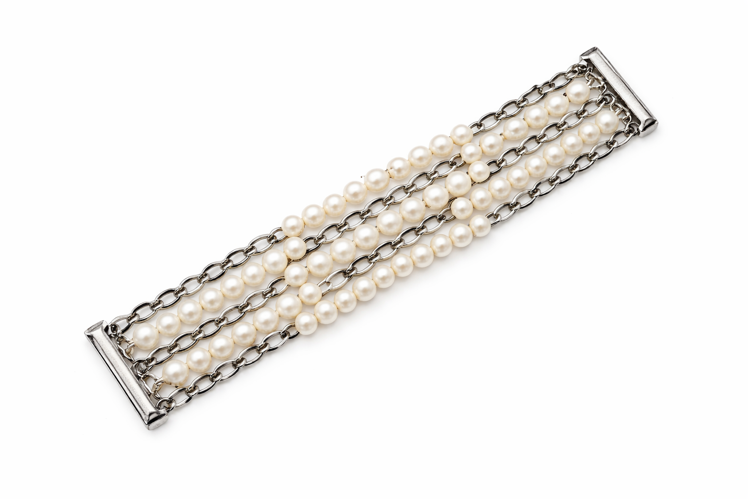 Pre-Owned Silpada 5-Strand Pearl Sterling Silver Bracelet - Retired Design