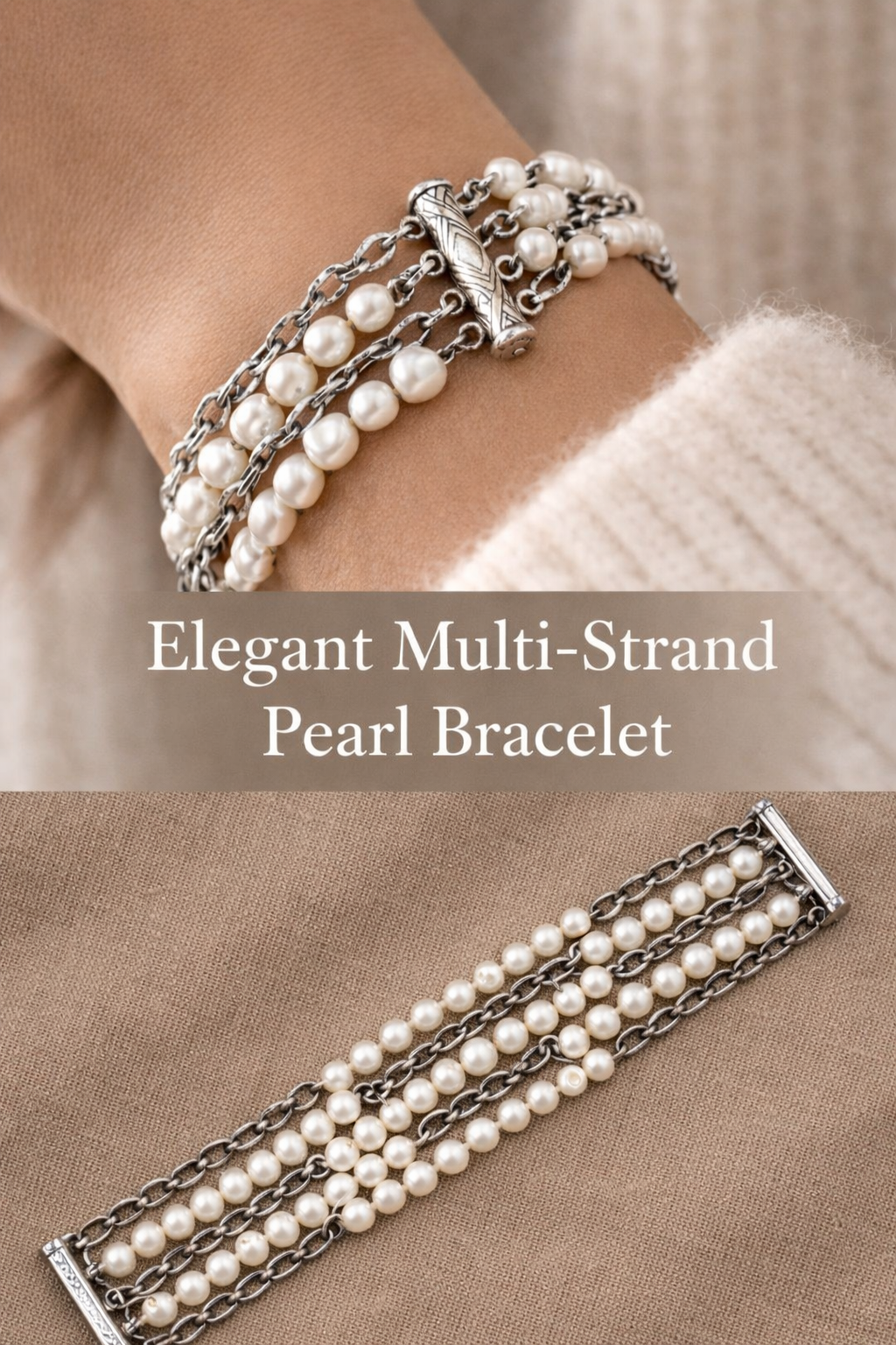 Pre-Owned Silpada 5-Strand Pearl Sterling Silver Bracelet - Retired Design