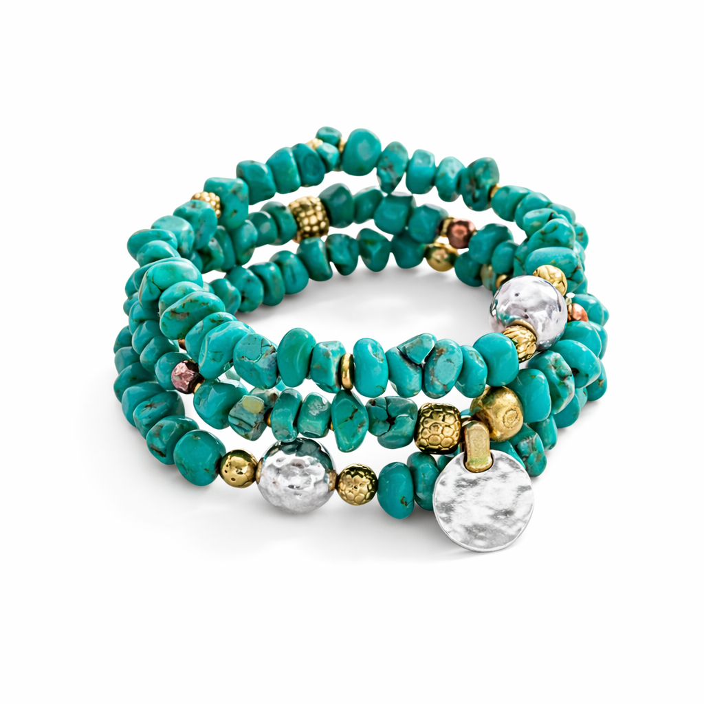 Pre-Owned Silpada Bright Blue Stretch Bracelet (set of 3) - Retired Design
