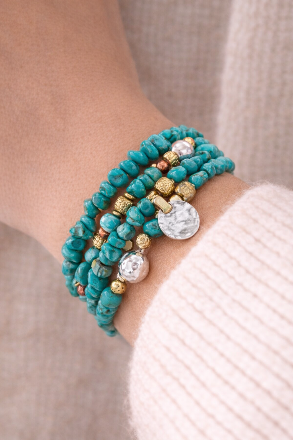 Pre-Owned Silpada Bright Blue Stretch Bracelet (set of 3) - Retired Design