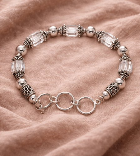 Pre-Owned Silpada Sterling Silver Crystal Bracelet - Retired Design