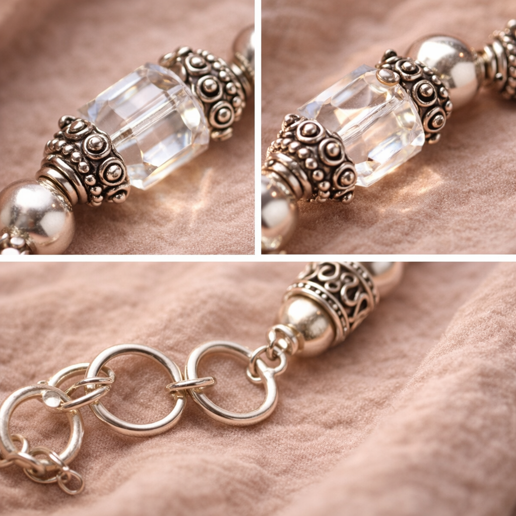 Pre-Owned Silpada Sterling Silver Crystal Bracelet - Retired Design