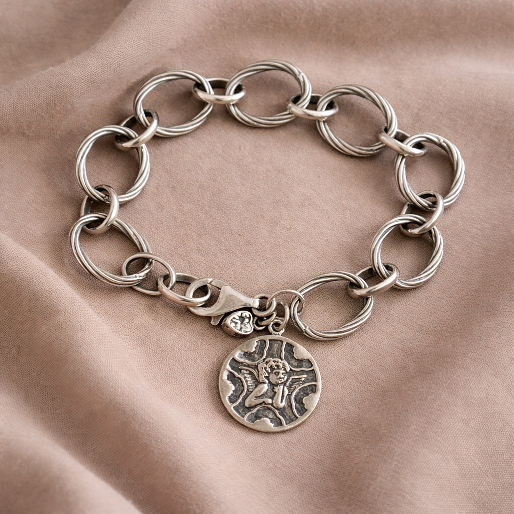 Pre-Owned Silpada Sterling Silver Guardian Angel Bracelet - Retired Design