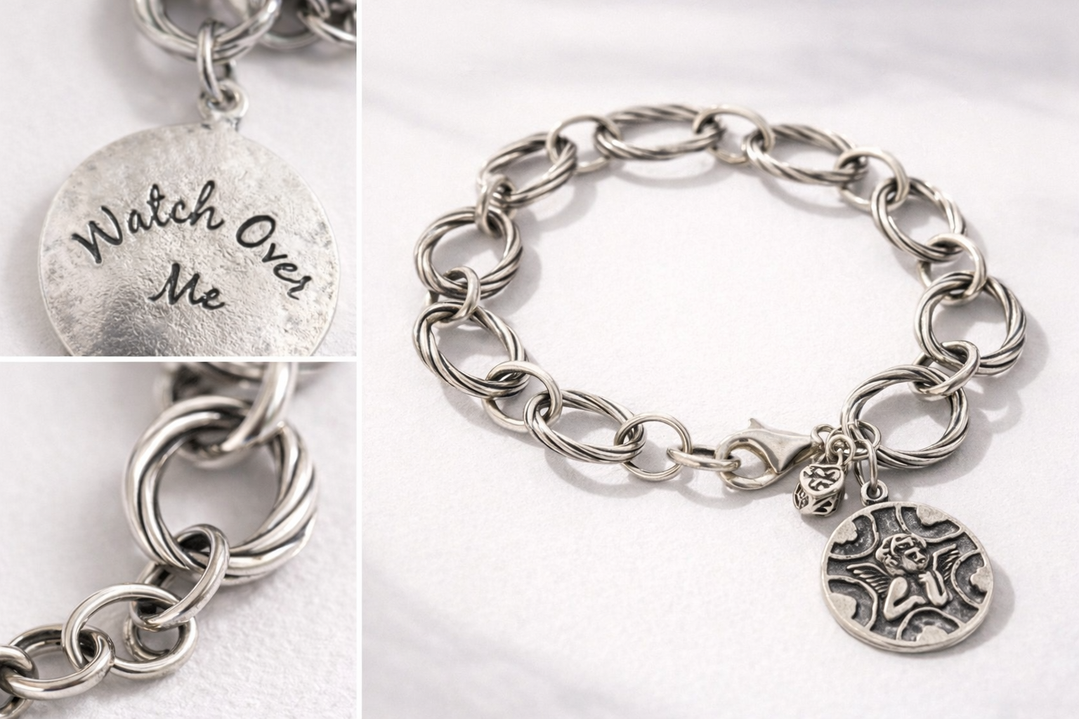 Pre-Owned Silpada Sterling Silver Guardian Angel Bracelet - Retired Design
