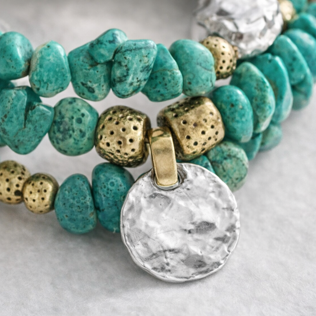 Pre-Owned Silpada Bright Blue Stretch Bracelet (set of 3) - Retired Design