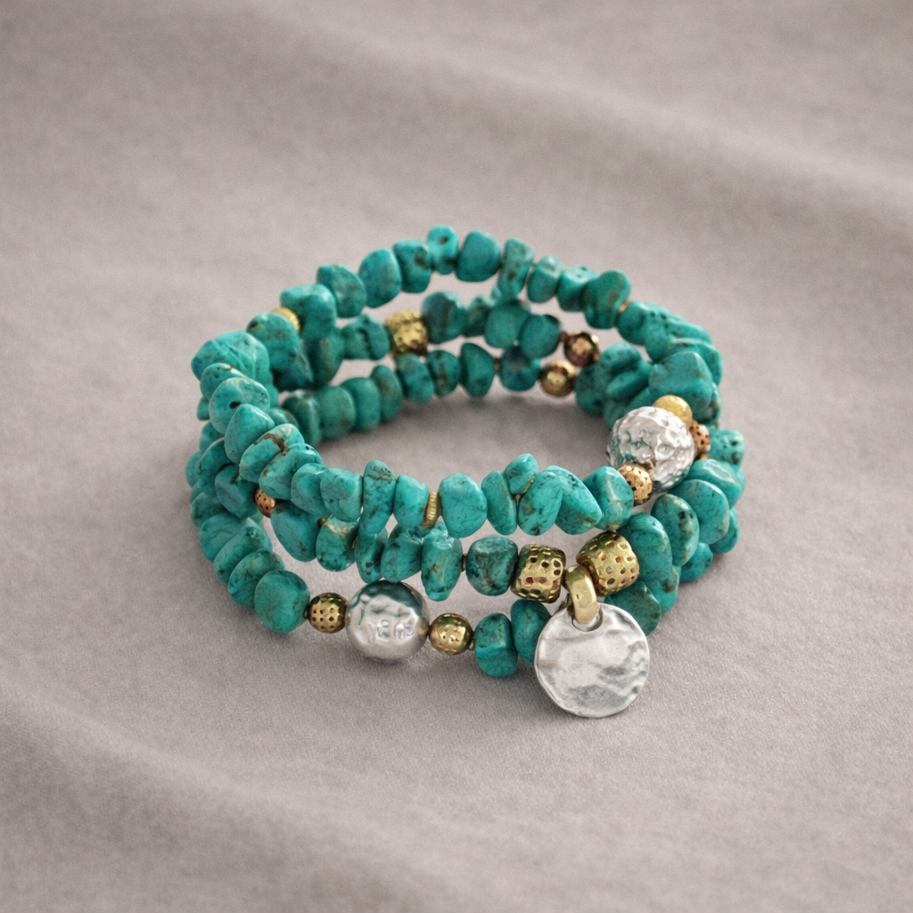 Pre-Owned Silpada Bright Blue Stretch Bracelet (set of 3) - Retired Design