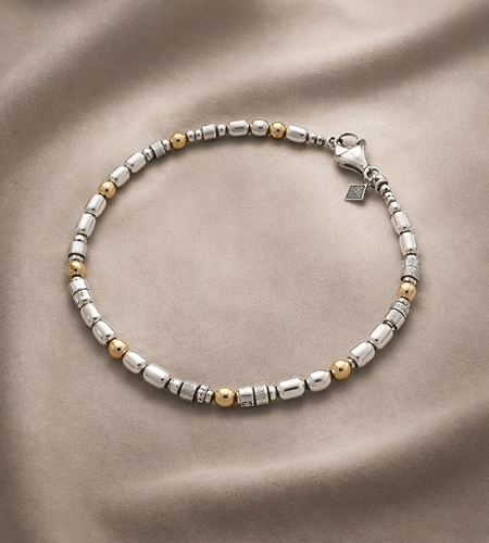Pre-Owned Silpada Silver/Gold Bead Bracelet - Retired Design