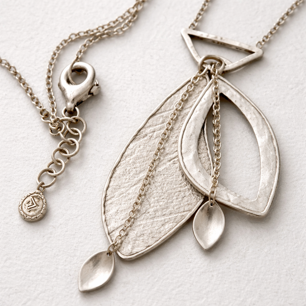 Pre-Owned Silpada Contemporary Leaf Drop Necklace - Retired Design