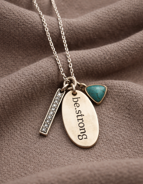 Load image into Gallery viewer, Pre-owned Silpada"Be Strong" SS Turquoise Pendant Adjustable Chain Necklace (N3183)
