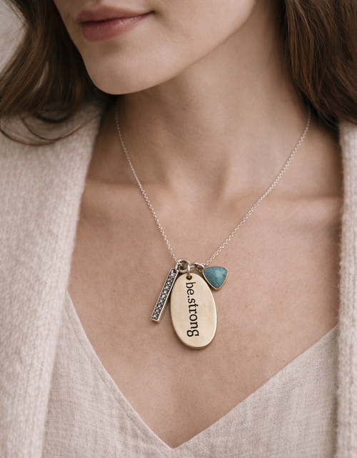 Load image into Gallery viewer, Pre-owned Silpada"Be Strong" SS Turquoise Pendant Adjustable Chain Necklace (N3183)
