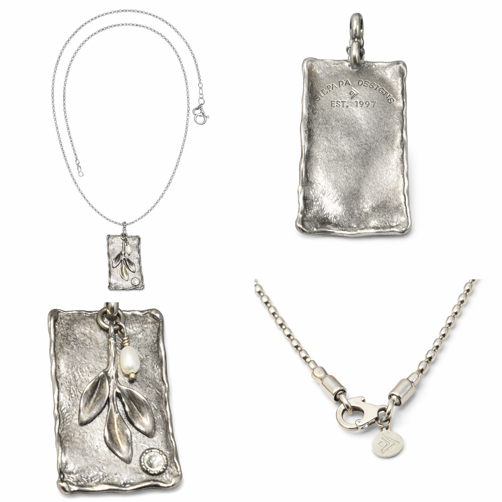 Pre-Owned Silpada Sterling Silver "Leaf Spring" Pendant Necklace - Retired Design