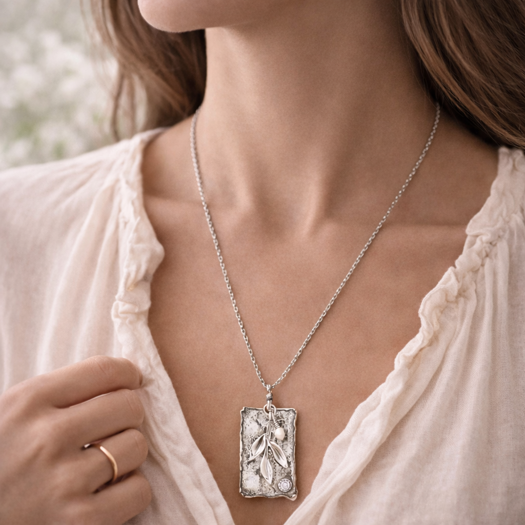 Pre-Owned Silpada Sterling Silver "Leaf Spring" Pendant Necklace - Retired Design