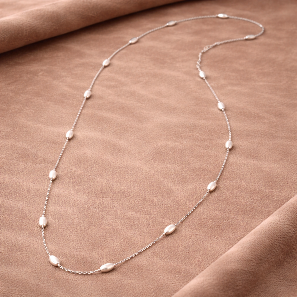 Pre-Owned Silpada's SS Bella Bead Oval Ball Necklace - Retired Design