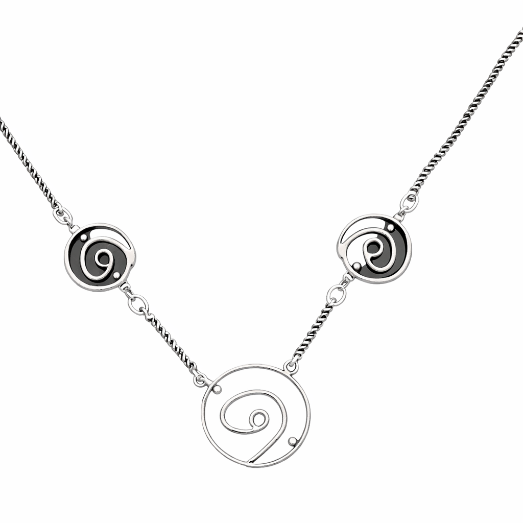 Pre-Owned Sterling Silver Abstract 3 Swirls Pendant Necklace - Retired Design