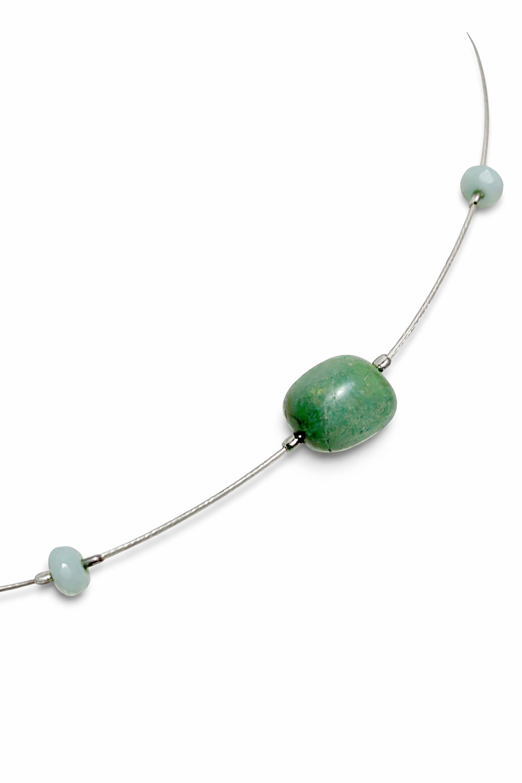 Pre-Owned Silpada Chrysocolla Bead Wire Necklace - Retired Design