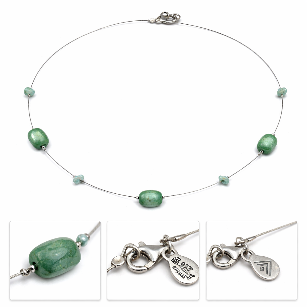 Pre-Owned Silpada Chrysocolla Bead Wire Necklace - Retired Design
