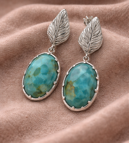 Simply Savvy “Turquoise Oasis” Leaf Drop Earrings