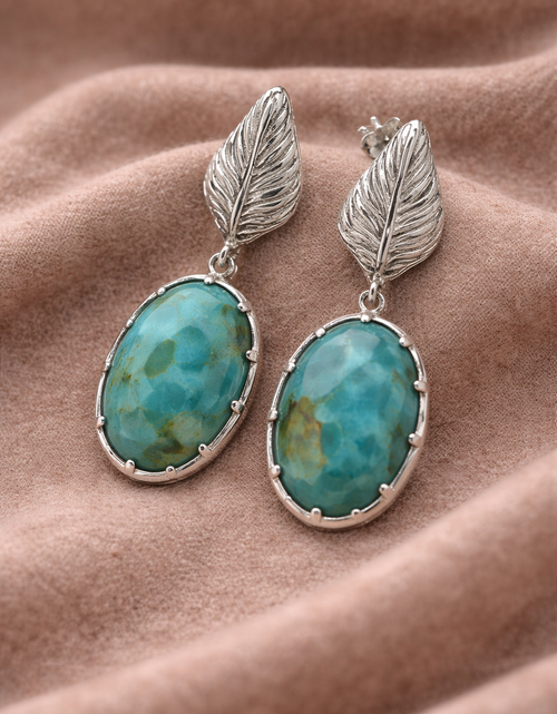 Load image into Gallery viewer, Simply Savvy “Turquoise Oasis” Leaf Drop Earrings
